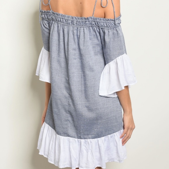 Off shoulder lace trim tunic navy white- Dress - Picture 3 of 3